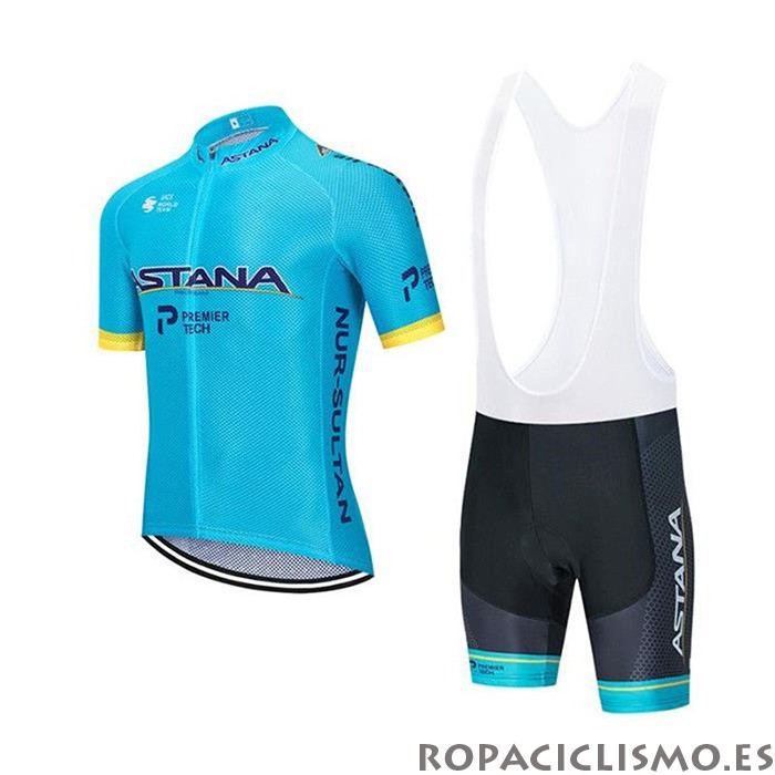 2020 Maillot Astana Tirantes Mangas Cortas Azul Amarillo